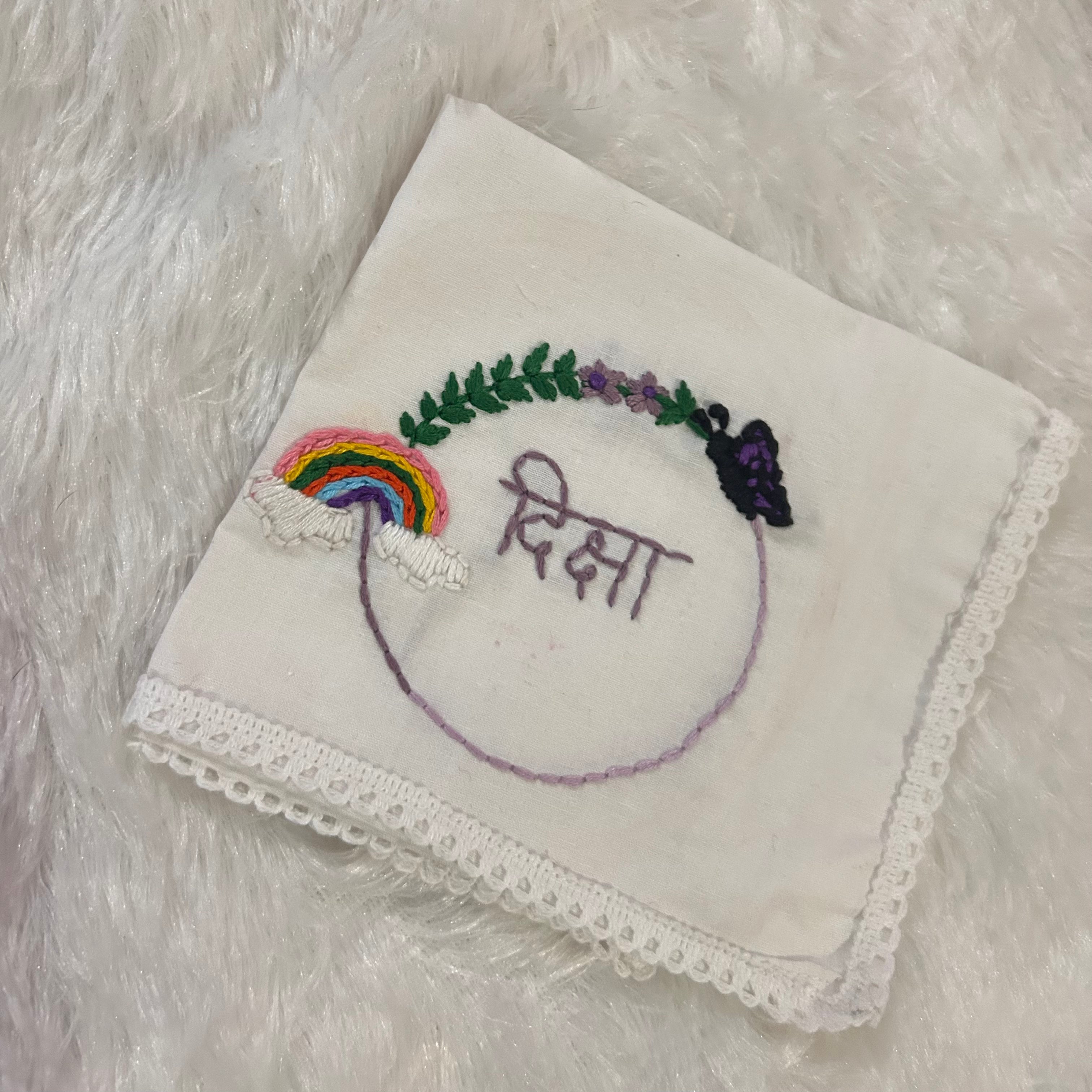 Hand Embroidered Hanky for Her