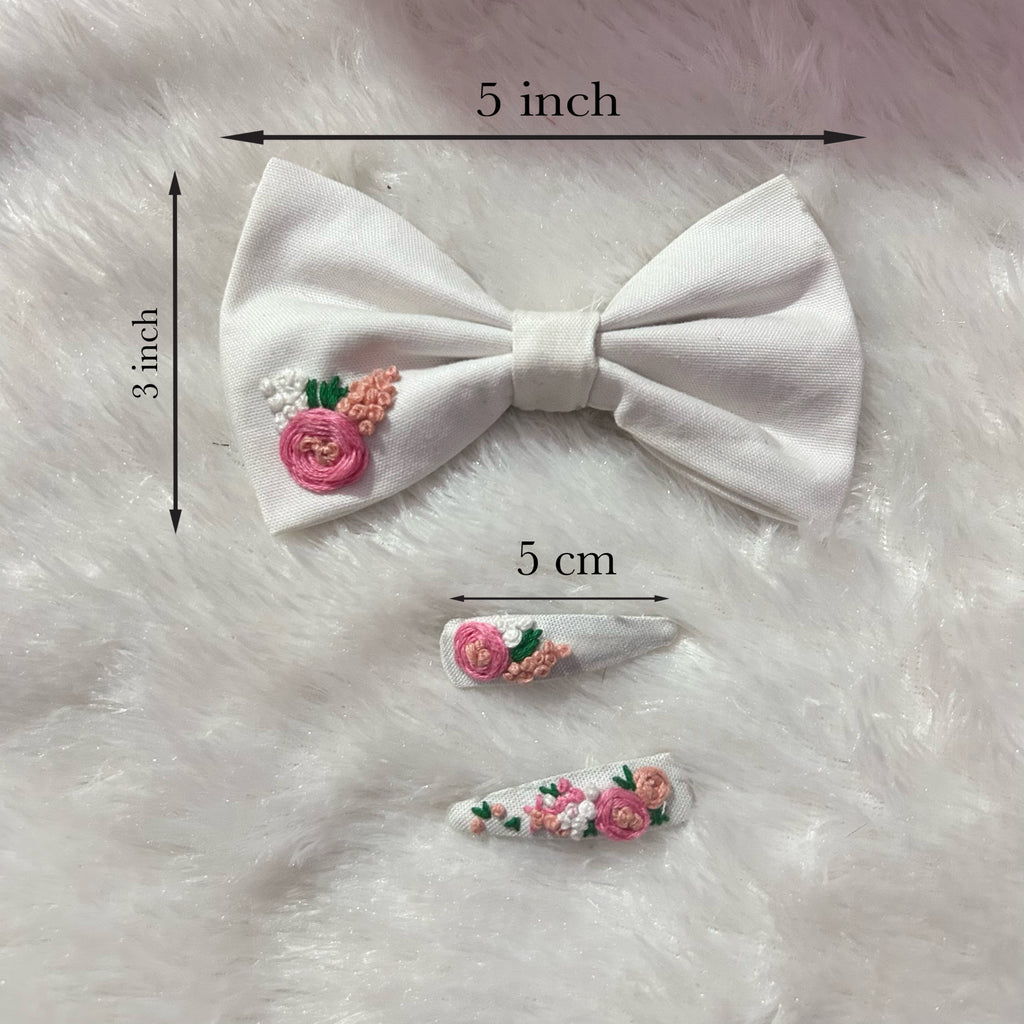 Handcrafted Ivory Bow & Pins Set