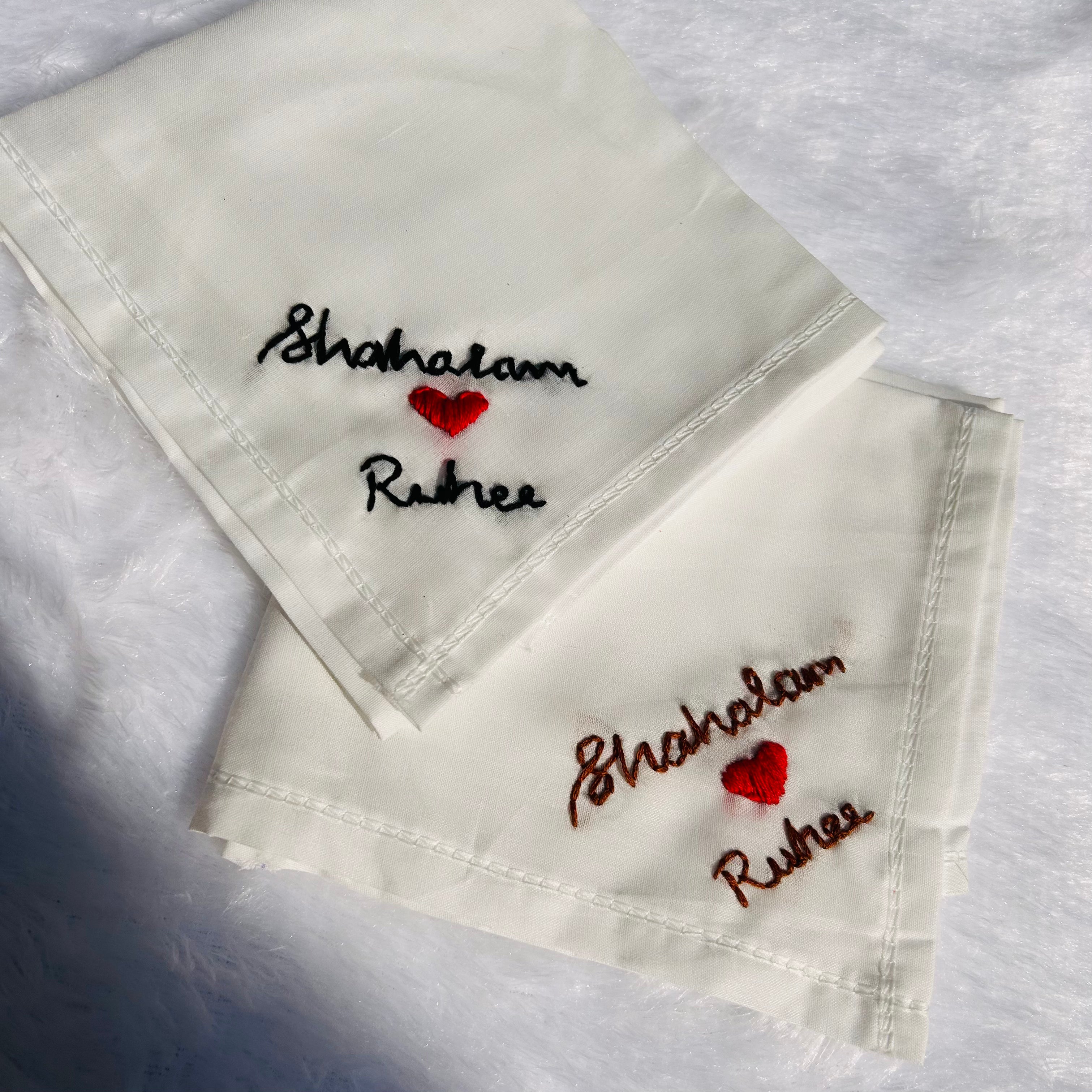 Hand Embroidered Hanky for Couple